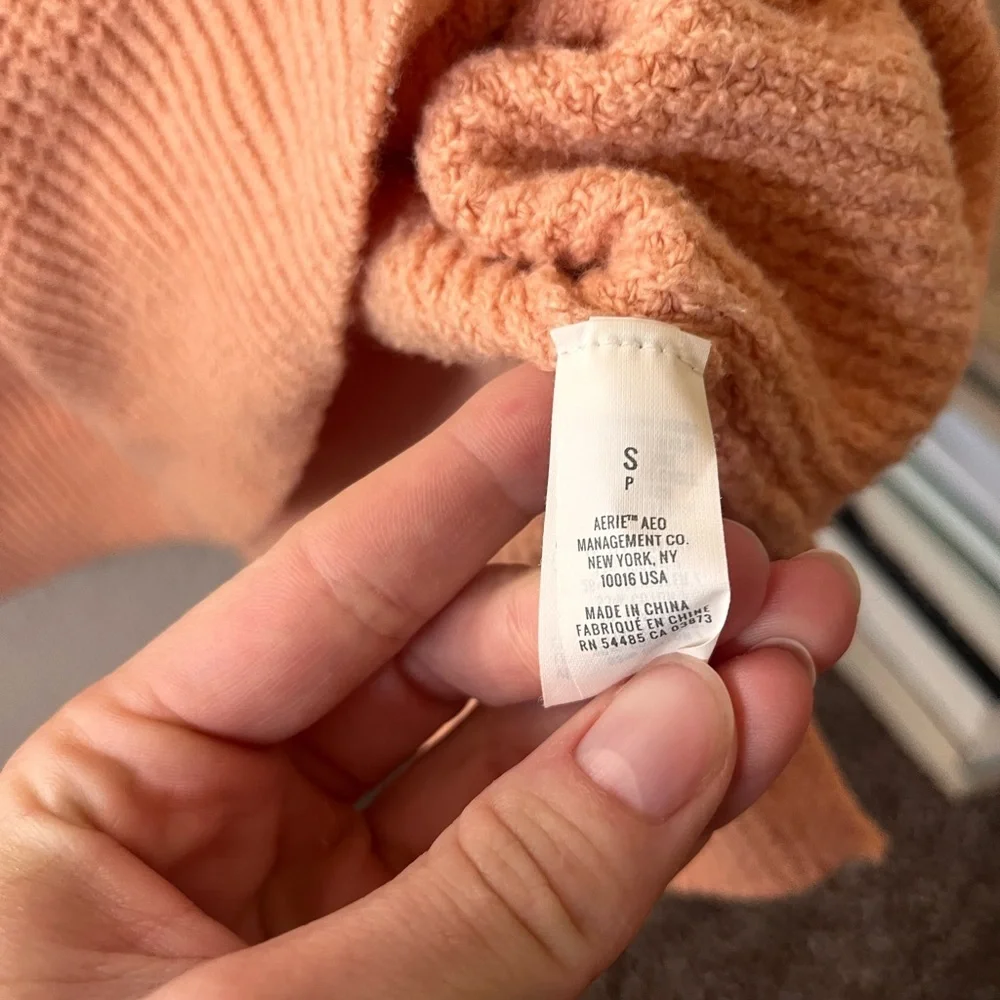 Aerie CozyUp Waffle Knit Hoodie - Peach - Picture 6 of 11